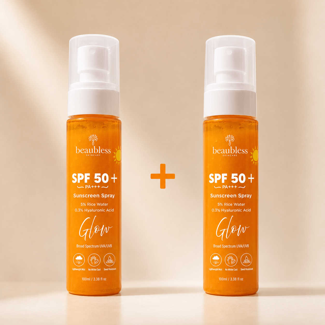 ChatGPT Image Jul 6, 2026, 06_38_15 PM Get 2 Beaubless SPF 50+ PA++++ Sunscreen Sprays at Just Now Only ₹1099 No White Cast, Sweat Resistant, Makeup Friendly, Face + Body, Non-Sticky Formula. - Image 1
